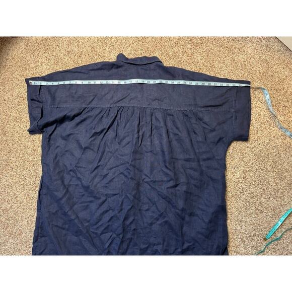 J. CREW Short sleeve Tunic Dress; Navy Blue 100% Linen Women's Dress, 3X; NWOT - Picture 8 of 13